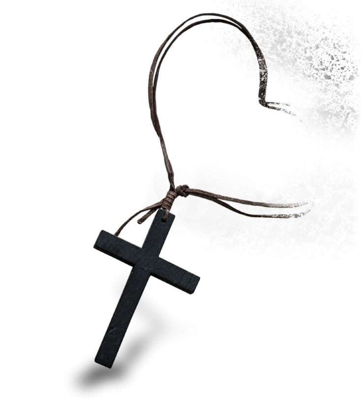 Eine Kreuzkette, deren Kette in die Form eines Herzens gelegt wurde