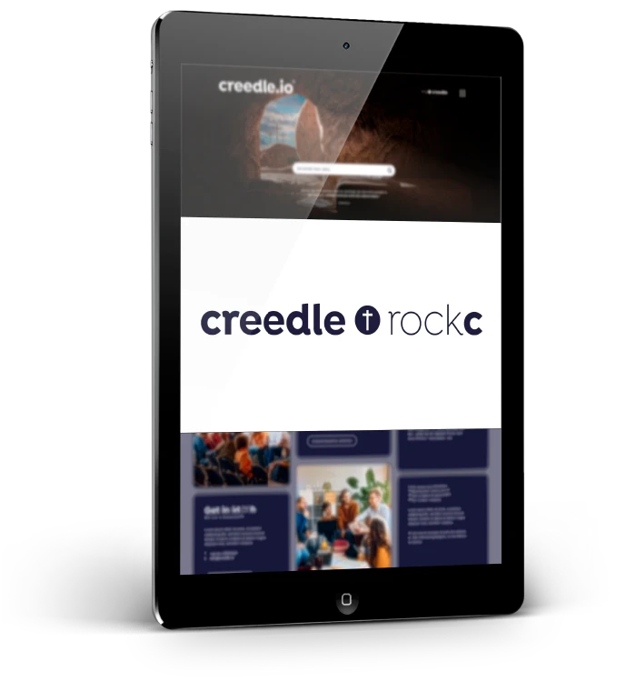creedle rockc auf einem Tablet mit verschwommenen Hintergrund