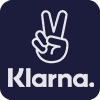 Das Logo vom Zahlungsanbieter Klarna auf dunkelblauem Hintergrund